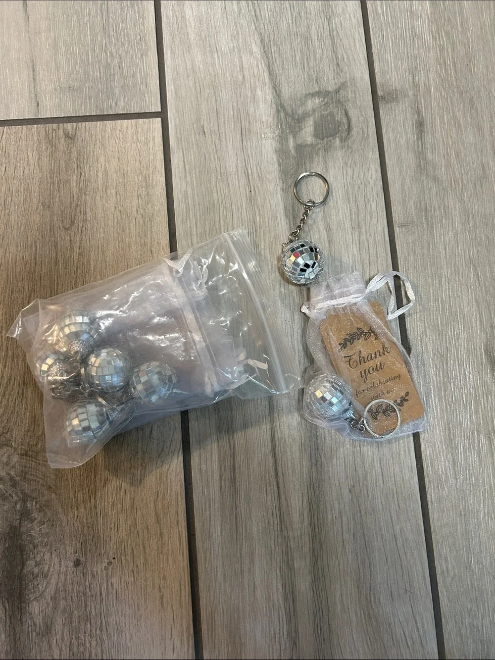 Silver Disco Ball Keychain Favor - Party Supplies